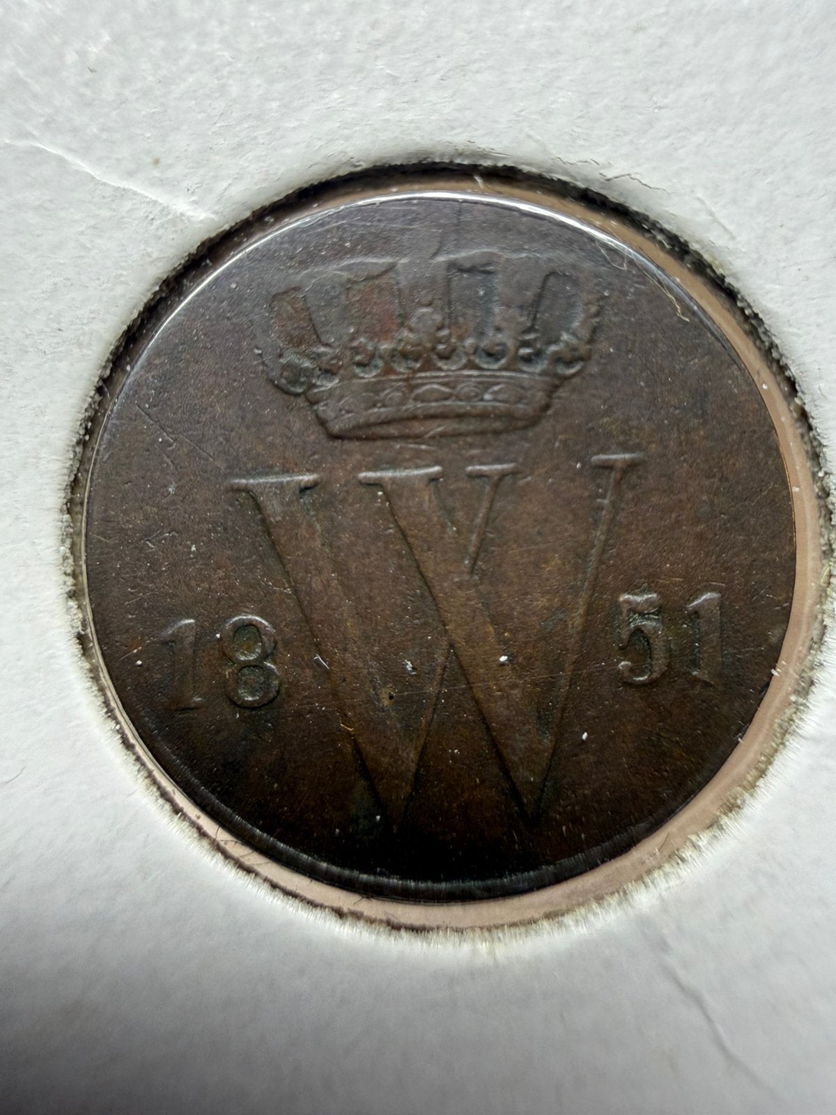 Halve cent 1851Willem III, Ophalen of Verzenden, Koning Willem III, Overige waardes, Losse munt