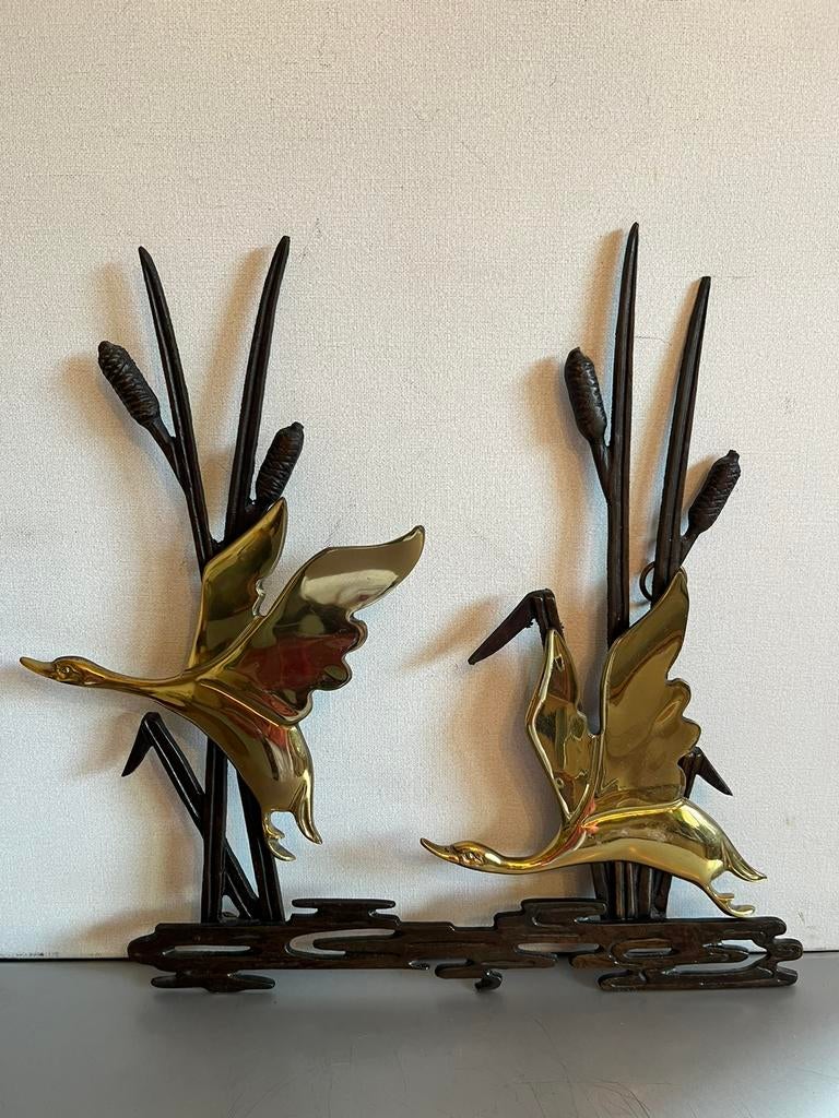 Vintage Messing Wanddecoratie Vogels, Huis en Inrichting, Woonaccessoires | Wanddecoraties, Ophalen of Verzenden