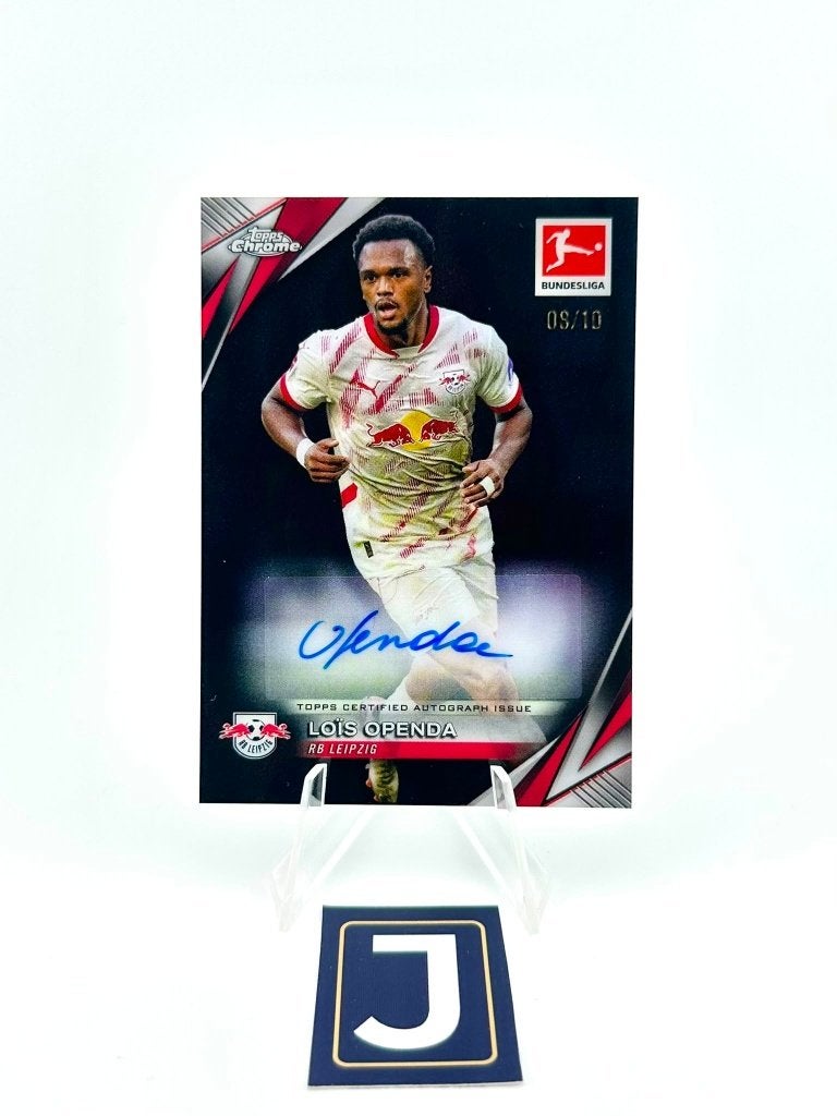 Loïs Openda /10 autograph Topps Chrome RB Leipzig, Ophalen of Verzenden, Zo goed als nieuw, Plaatje