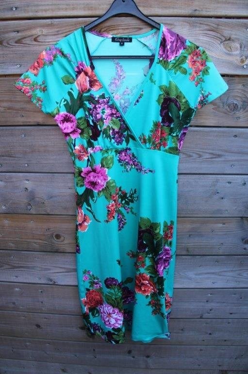 Overslagjurk groen/ kleur King Louie mt S Vaste prijs, Kleding | Dames, Jurken, Ophalen of Verzenden, Zo goed als nieuw, Knielengte