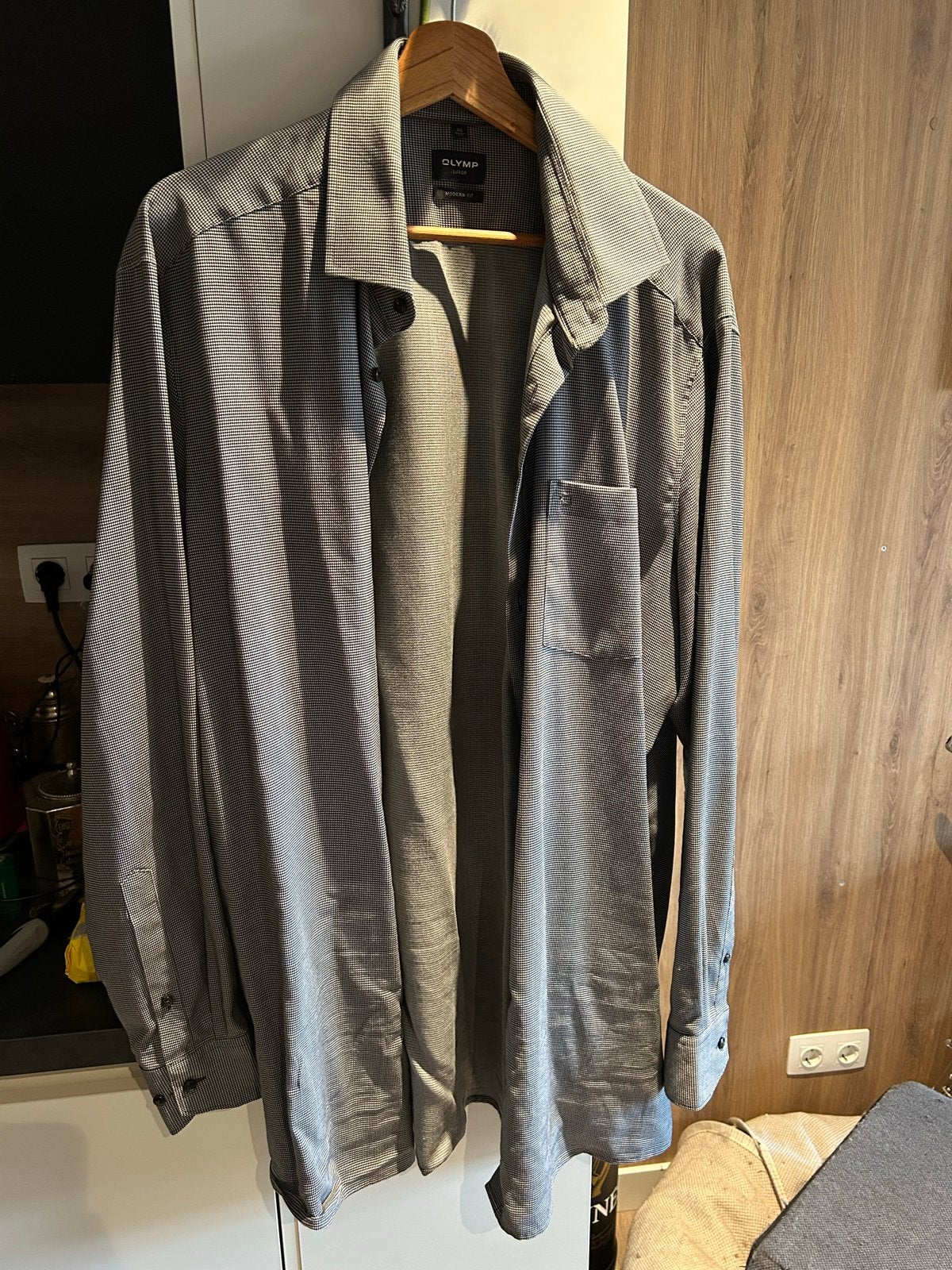 Olymp Luxor Modern Fit overhemd, maat 46, Ophalen of Verzenden, Zo goed als nieuw, Grijs, Overige halswijdtes