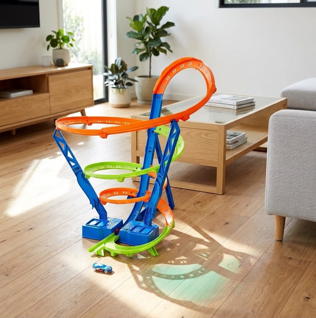 Hot Wheels actie spiral speed crash, Ophalen, Zo goed als nieuw, Elektrisch, Carrera