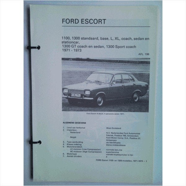 Ford Escort Vraagbaak losbladig 1971-1973 #1 Nederlands, Ophalen of Verzenden, Gelezen, Ford
