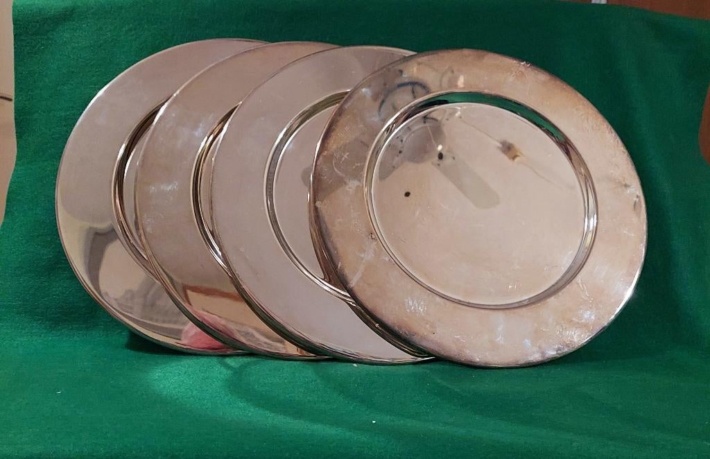 Verzilverde borden rond, Ophalen of Verzenden, Zilver
