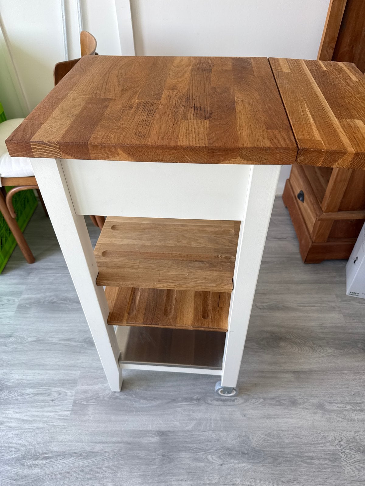 IKEA Keukentrolley met opklapbaar blad en lade, Huis en Inrichting, Keuken | Keukenbenodigdheden, Ophalen, Hout, IKEA, Keukentrolley