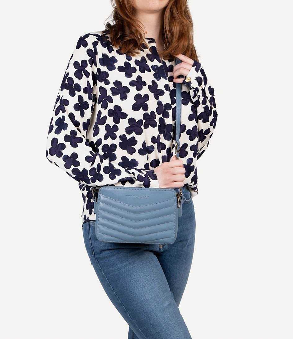 Cowboysbag dames schoudertas blauw leer, Ophalen of Verzenden, Zo goed als nieuw, Blauw, Schoudertasje