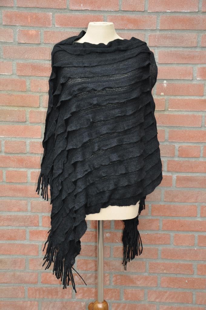 poncho, mantel, jas, cape, Ophalen of Verzenden, Zo goed als nieuw, Zwart