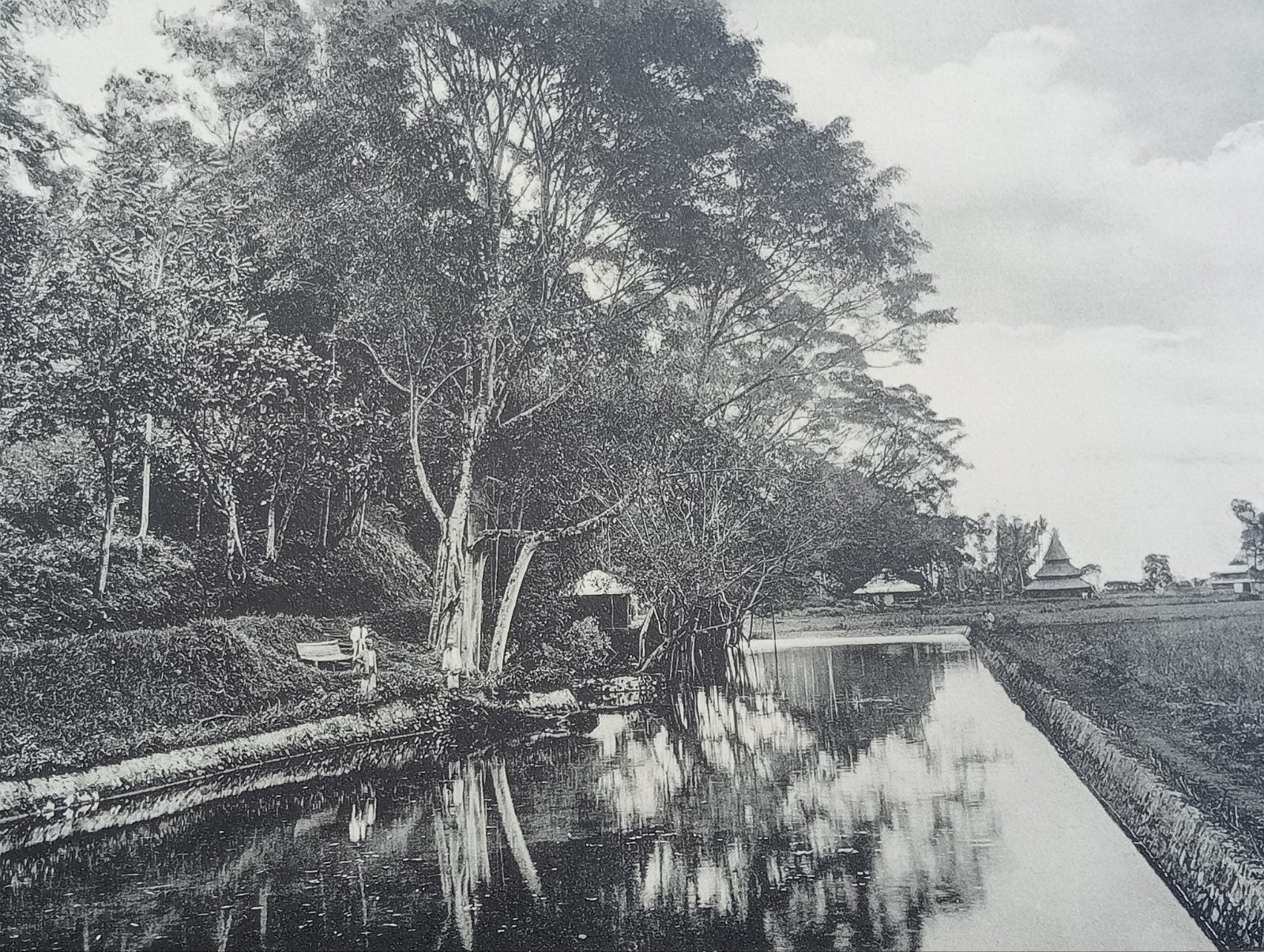 Fotogravure Zwembad Sumatra 1910 Nederlands Indië Indonesië, Verzamelen, Foto's en Prenten, Ophalen of Verzenden, Voor 1940, Gebruikt