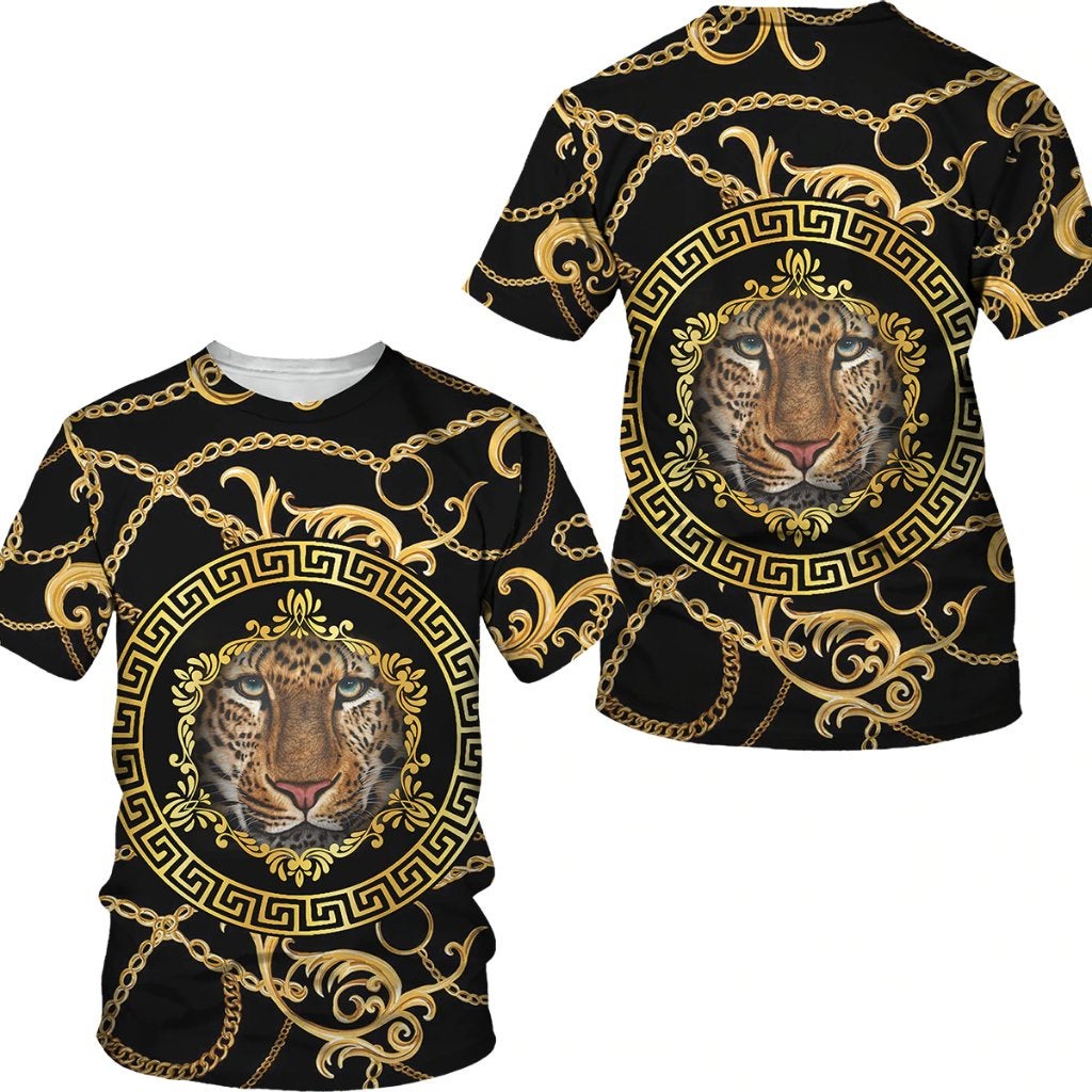 Heren barok t-shirt 7 luxe gouden shirt goud zwart tijger, Verzenden, Nieuw, Overige maten, Meerkleurig
