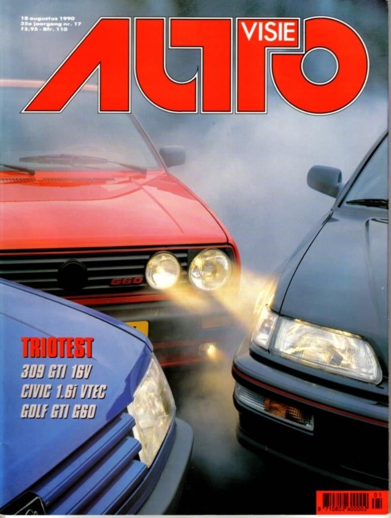 Autovisie Triotest Golf GTi , 309 GTi en Civic 1.6i VTEC, Ophalen of Verzenden, Gelezen, Overige merken