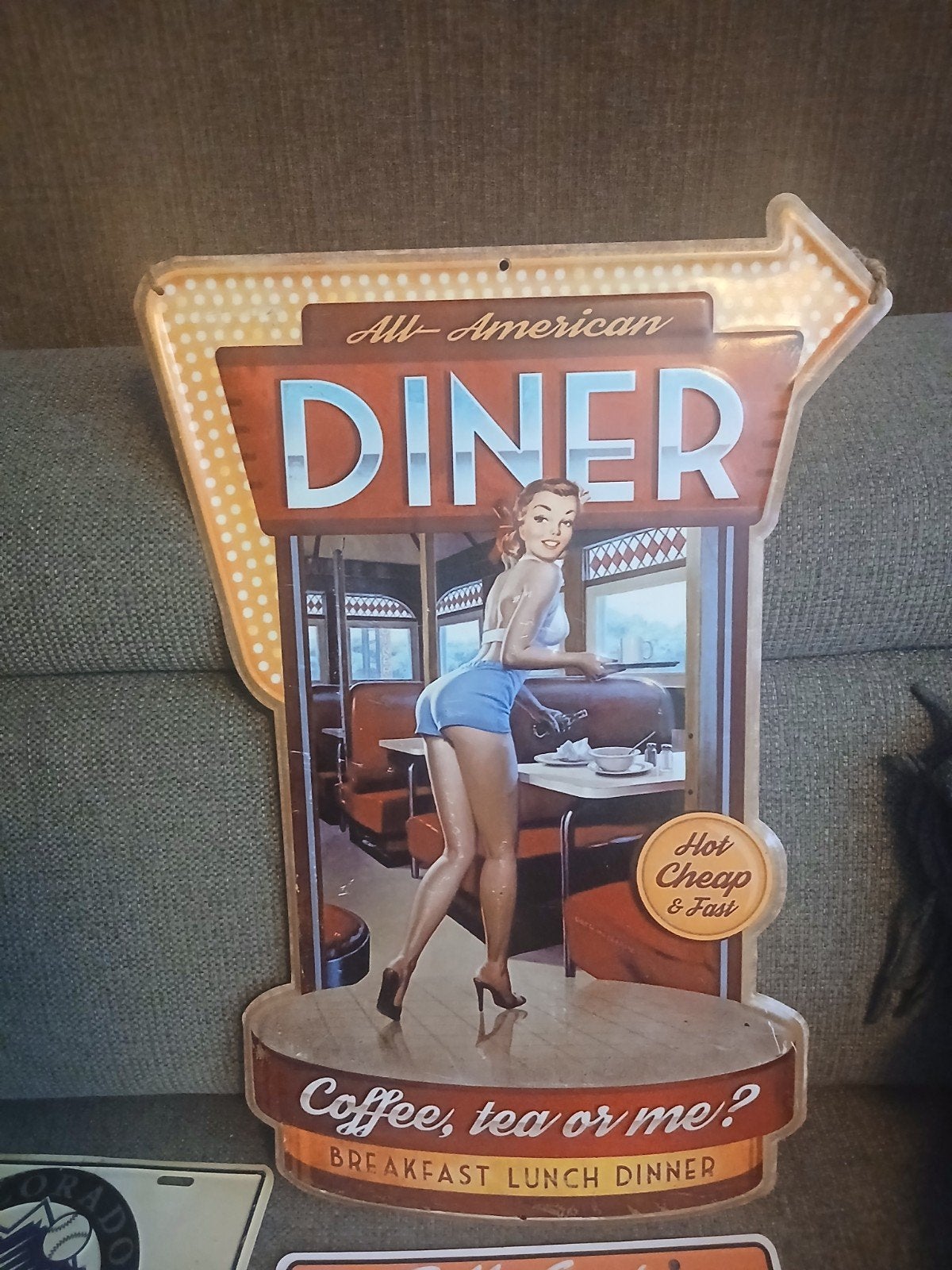 All-American Diner metalen wandbord - 60x40cm, Ophalen of Verzenden, Gebruikt
