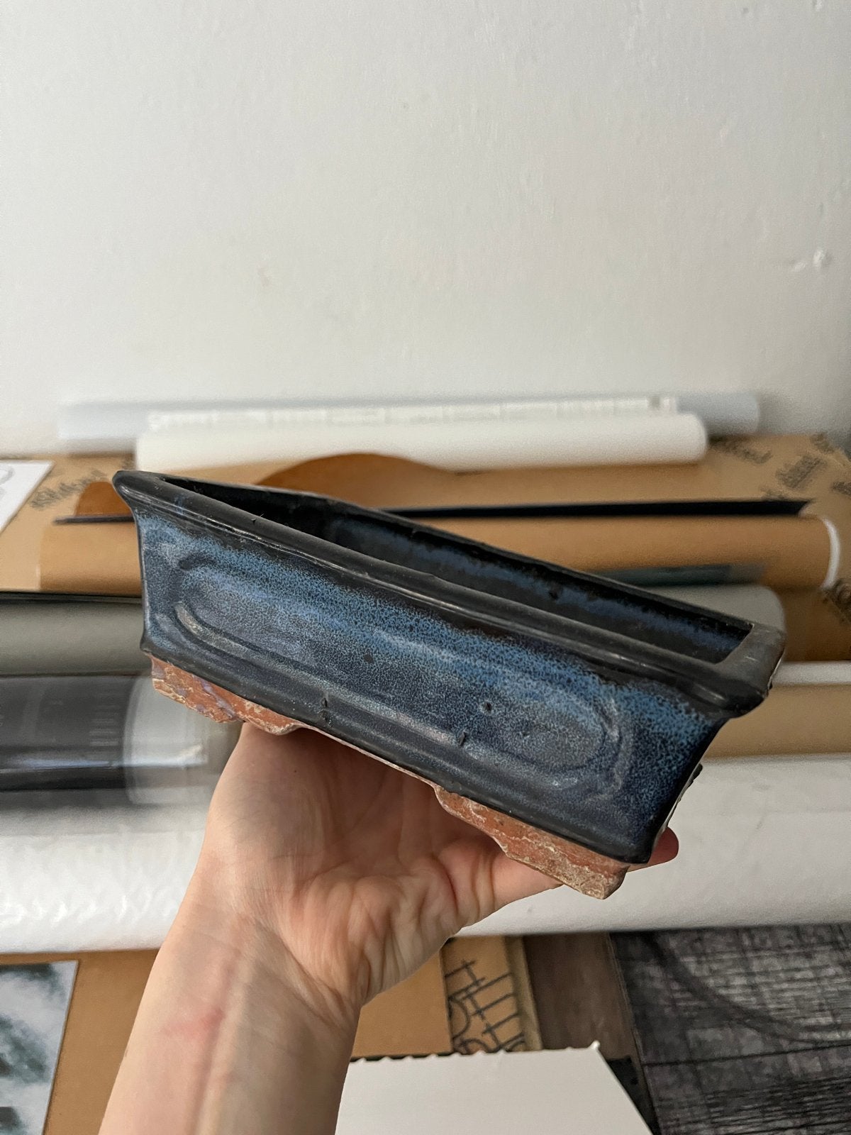 Donkerblauwe Bonsai Pot - 18,5 cm, Ophalen, Gebruikt, Binnen, Aardewerk