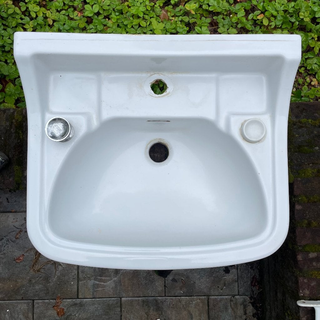Vintage wastafel met handdoekbeugels, Doe-het-zelf en Verbouw, Sanitair, Ophalen, Gebruikt, Wastafel