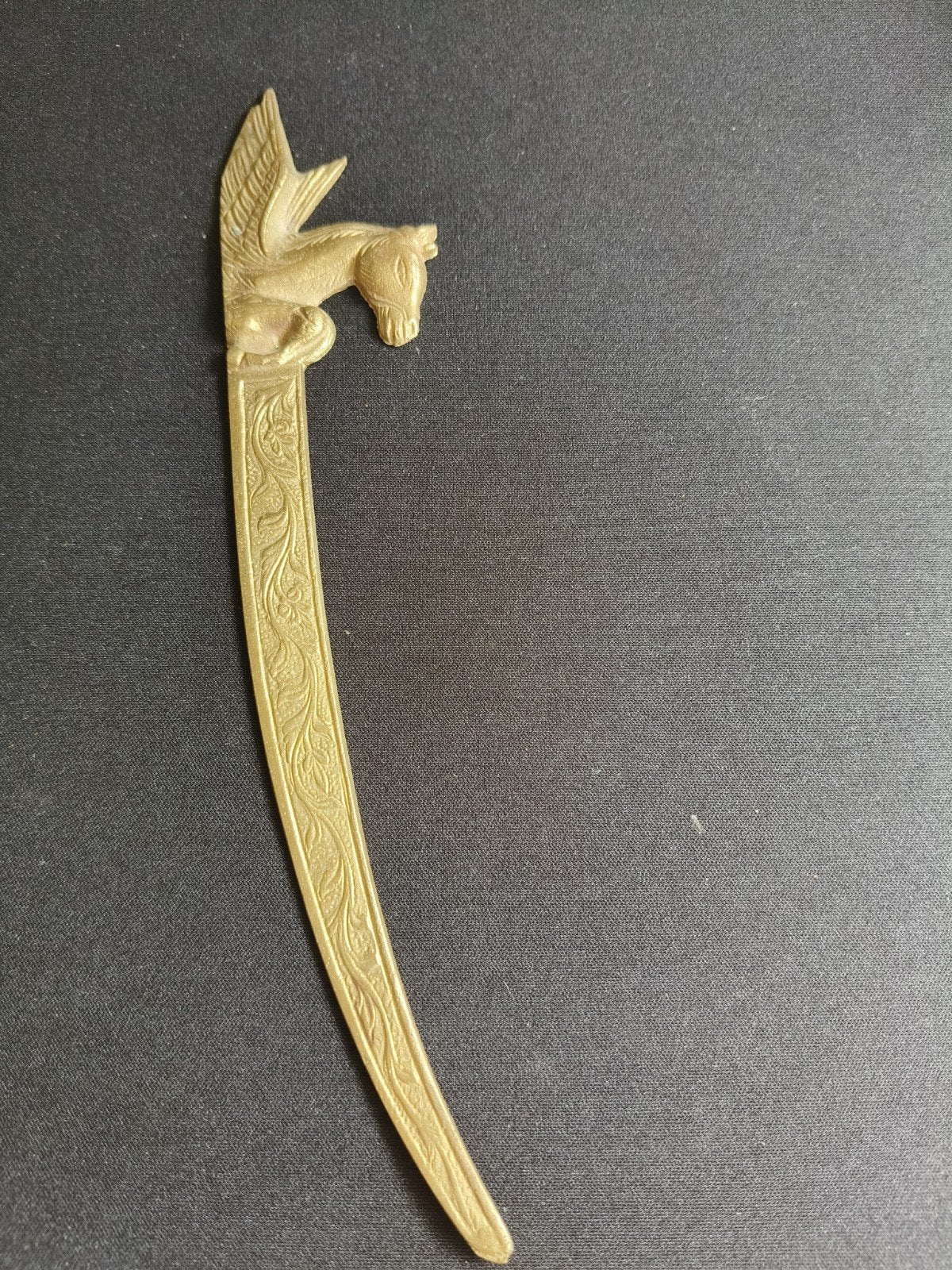 Vintage messing briefopener met Pegasus paard, Ophalen of Verzenden