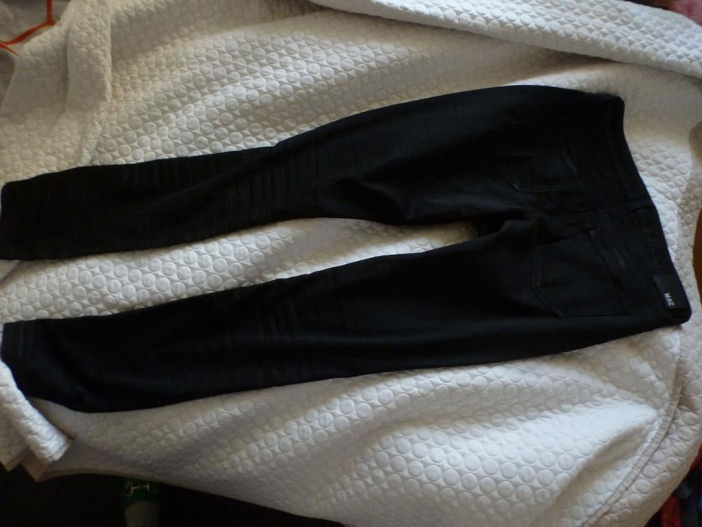 MAC knit jegging imitatie leer broek 42 / L32 -GRATIS zend, Verzenden, Zwart, Maat 42/44 (L), Zo goed als nieuw