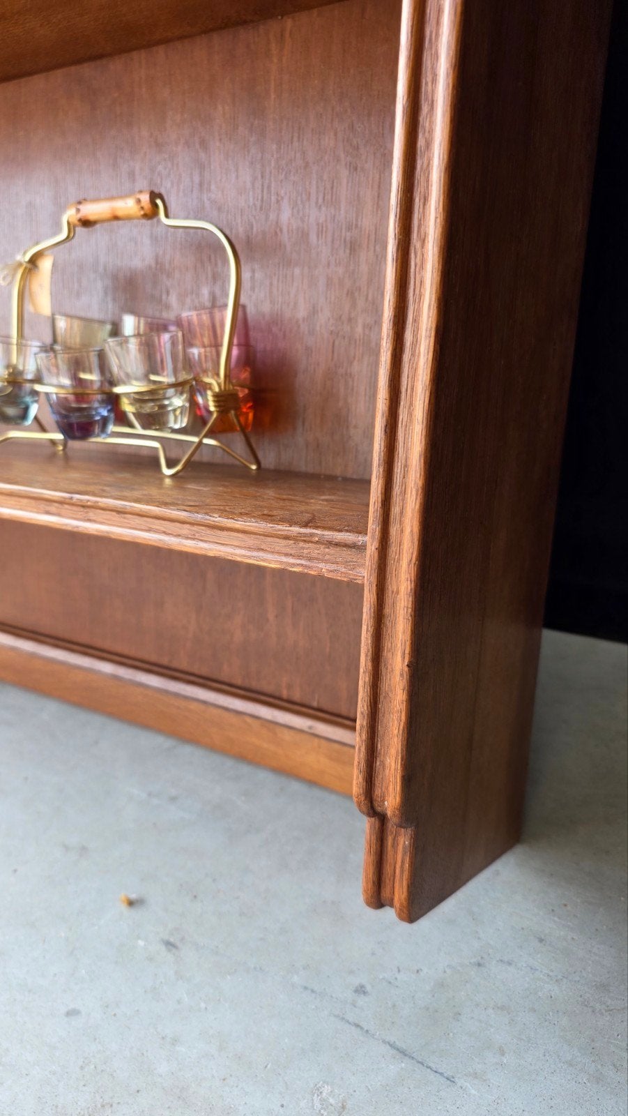 Vintage wandkastje, schap, eiken regaal, vakken kastje, Ophalen, Gebruikt, Vintage, Nvt