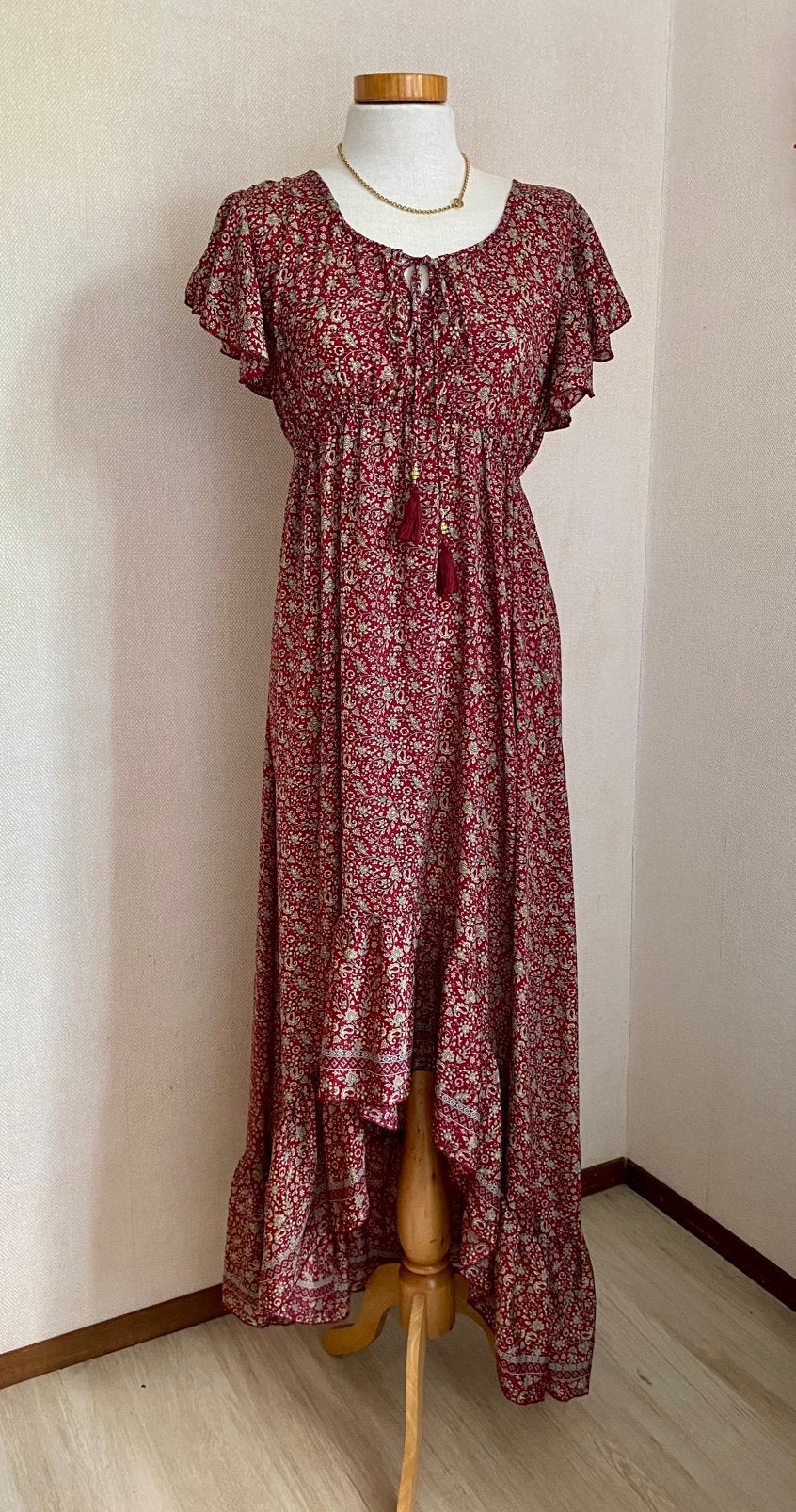 Boho droom in bordeaux zijde, Kleding | Dames, Maat 42/44 (L), Ophalen of Verzenden, Zo goed als nieuw, Rood