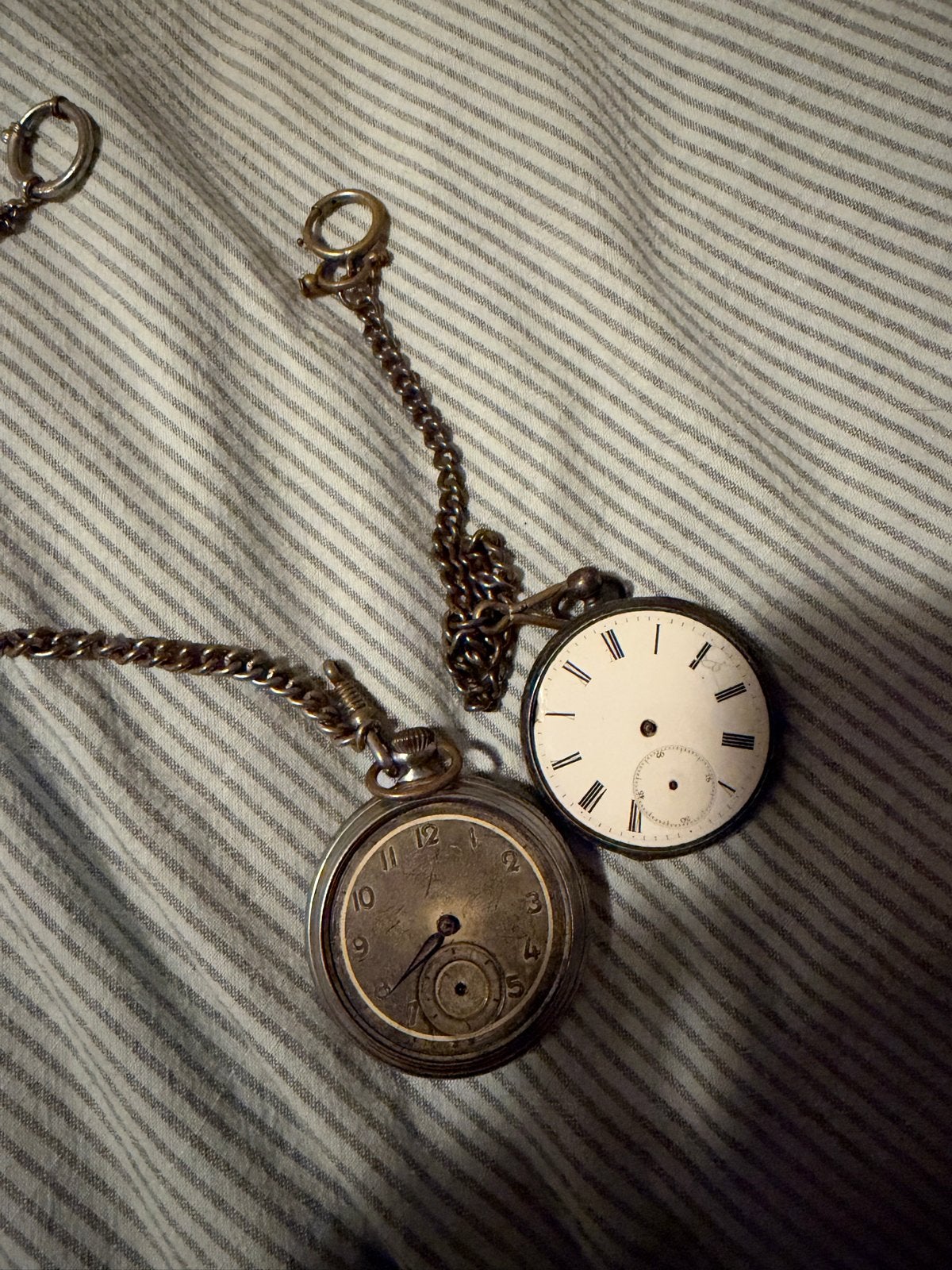 Antiek zakhorloge met ketting - onderdelen of restauratie, Ophalen of Verzenden