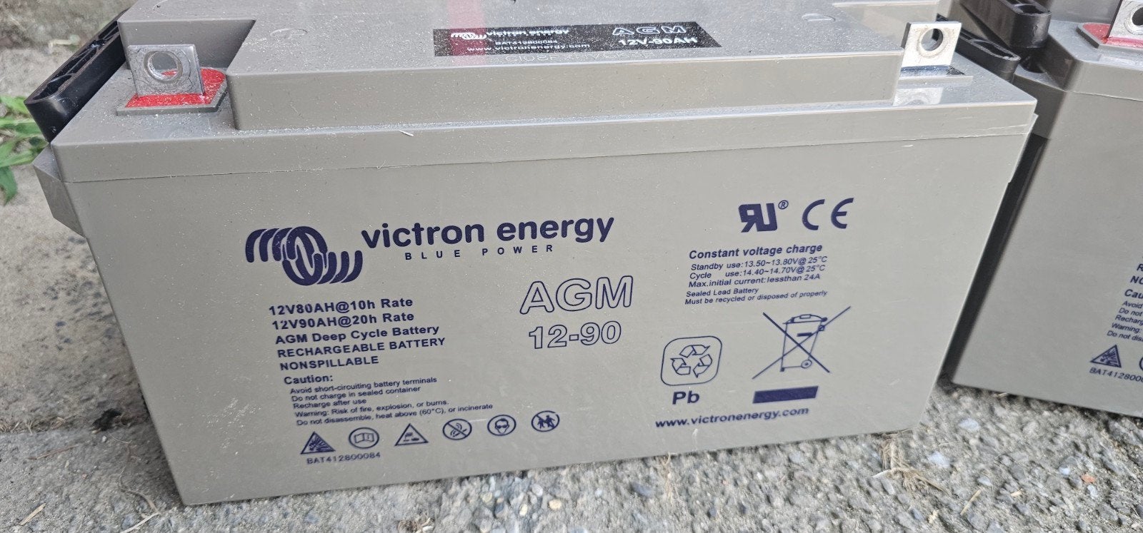 Set van 2x Victronvictron  Energy AGM 12V 90Ah Accu (1,5 jaa, Ophalen, Gebruikt