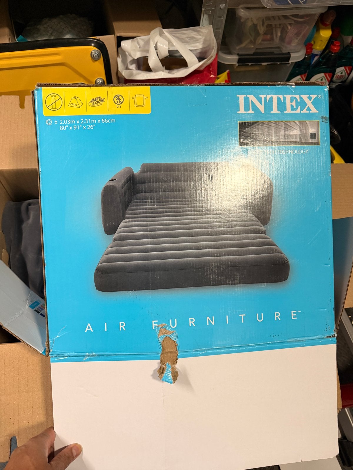 INTEX Opblaasbare Bank/Slaapbank - Nieuw in doos, Ophalen, Kunststof, 100 tot 125 cm, Rechte bank