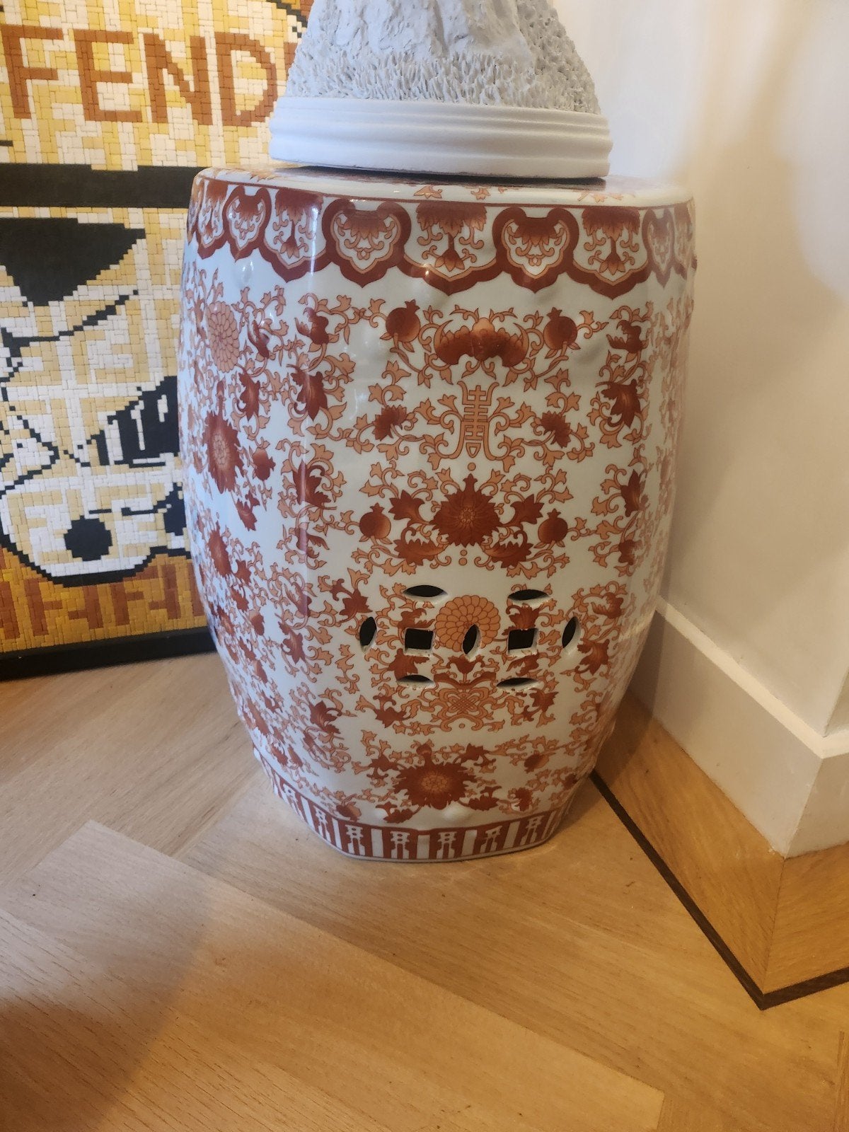 Decoratieve Chinese keramische kruk/ bijzettafel, Ophalen of Verzenden