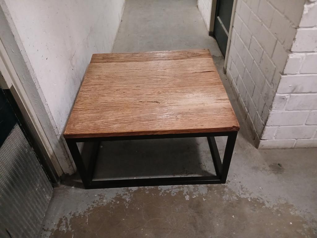 Salontafel industrieel vierkant, Huis en Inrichting, Tafels | Salontafels, Ophalen, 50 tot 100 cm, Vierkant, 50 tot 100 cm