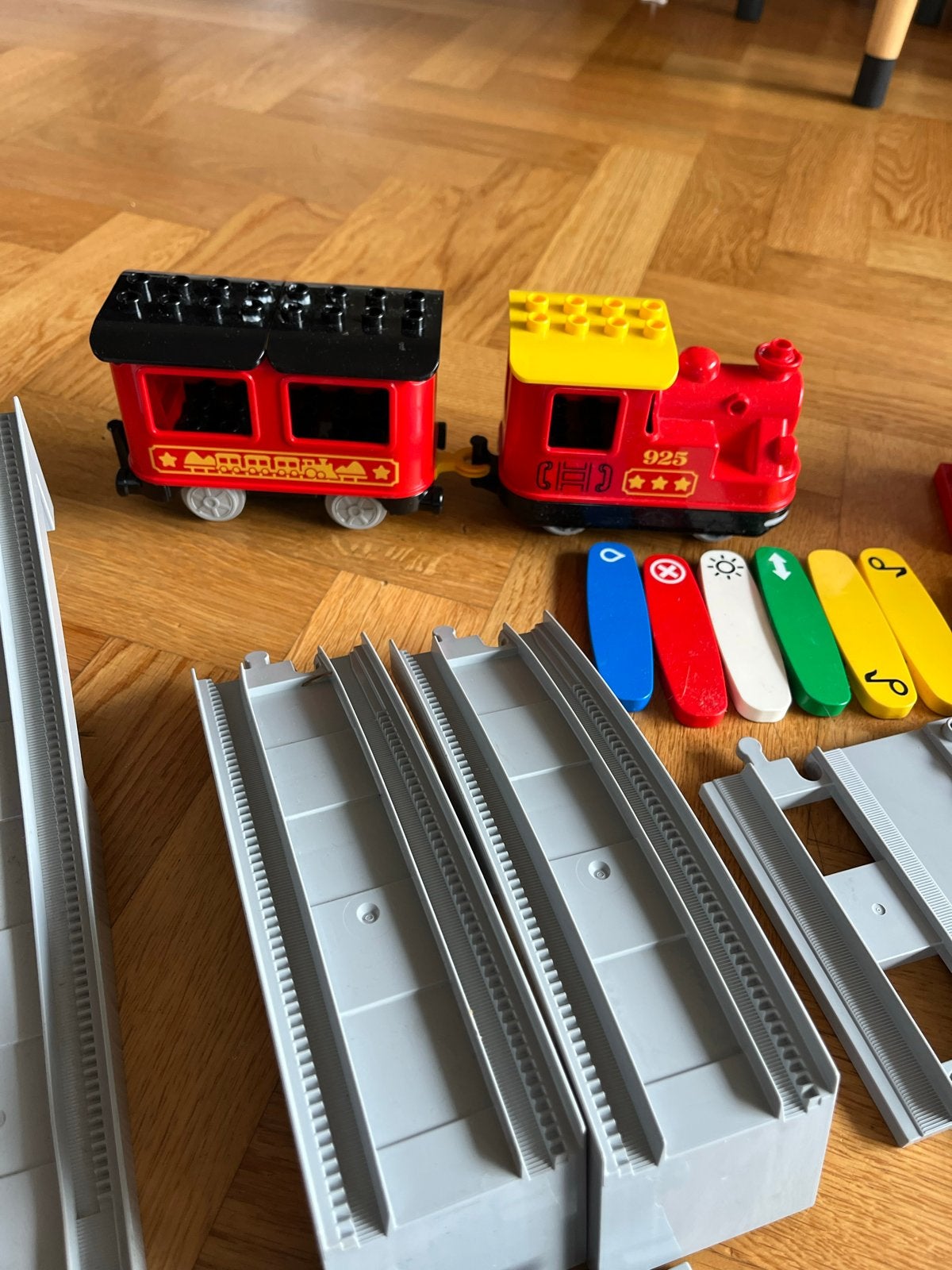 Elektrische Duplo Trein met Rails en Station, Ophalen, Gebruikt, Duplo, Inclusief accessoires