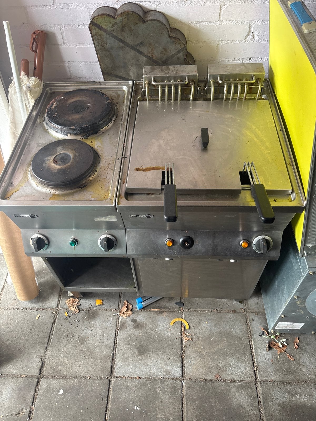 Professionele elektrische kookplaat met friteuse, Gebruikt, 60 cm of meer, 3 kookzones of minder, Ophalen of Verzenden
