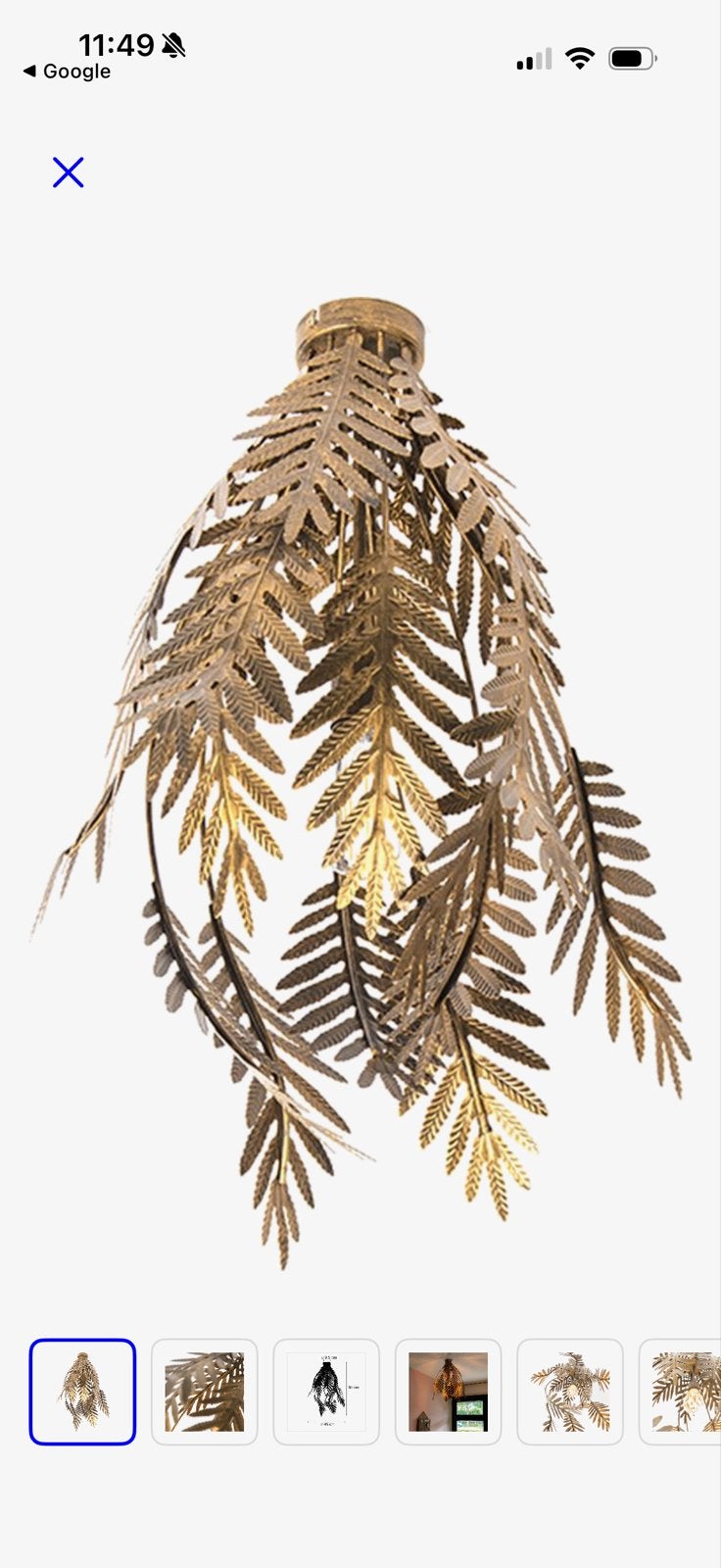Plafondlamp Goud Blad - Botanica Stijl, Qazqa, Modern, Plafondlamp, Metaal