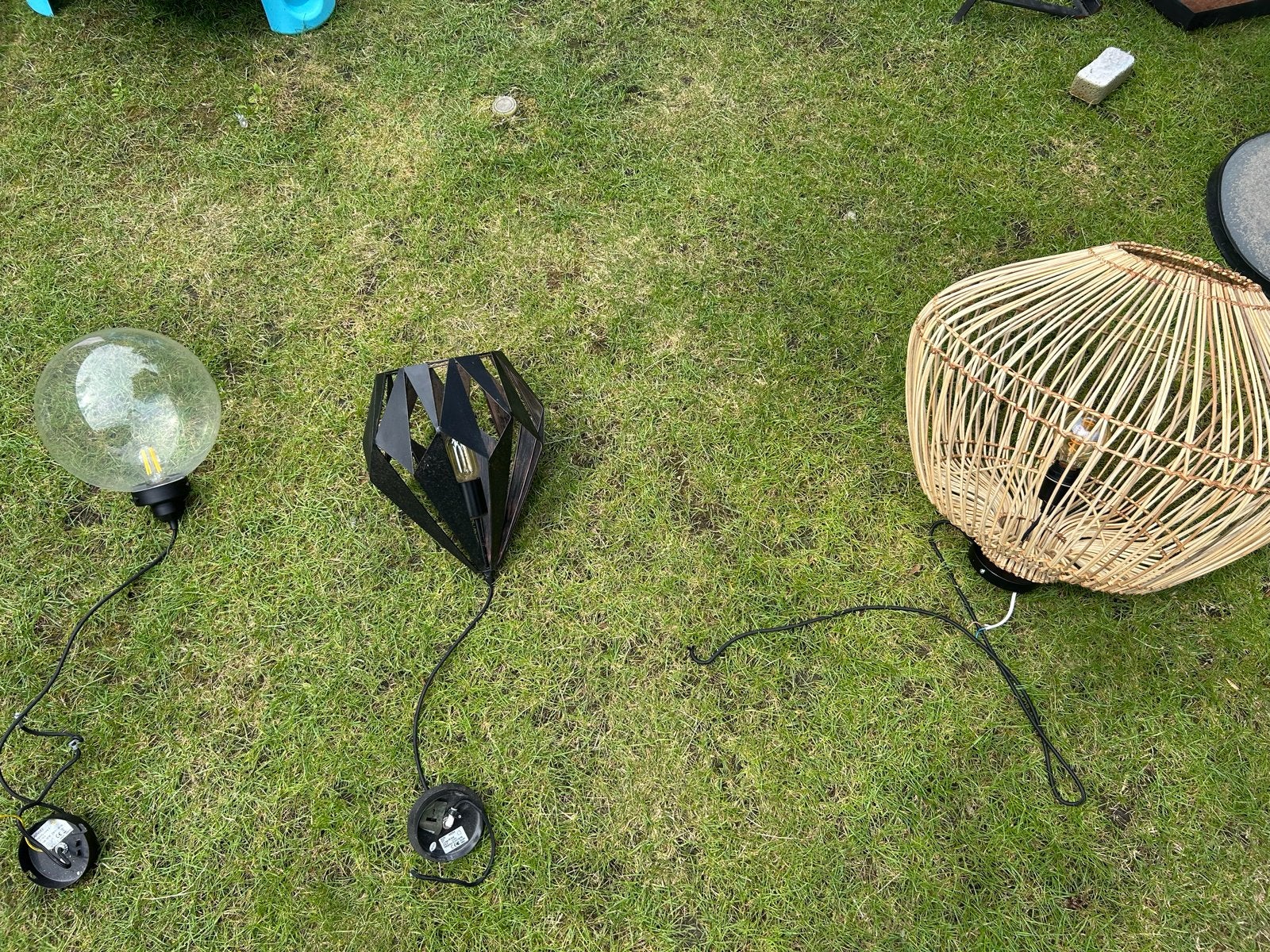 Diverse hanglampen voor binnen en buiten, Ophalen, Gebruikt, Natuurlijk materiaal