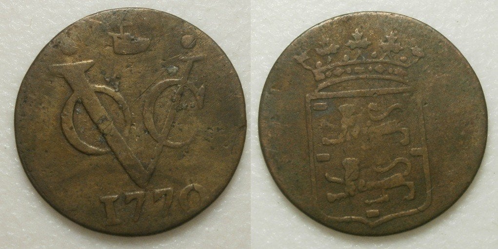 PD11380 West Friesland VOC ½ Duit 1770 - R, Postzegels en Munten, Munten | Nederland, Ophalen of Verzenden, Vóór koninkrijk, 1 cent