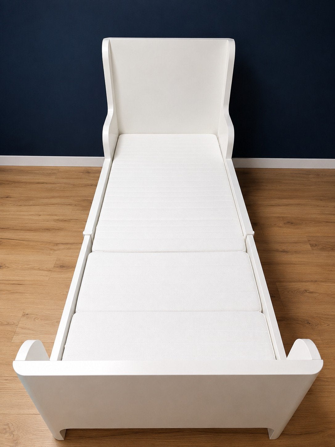 Ikea uitschuifbaar groei bed met matras (2 stuks), Ophalen, Gebruikt, 70 tot 85 cm, Matras