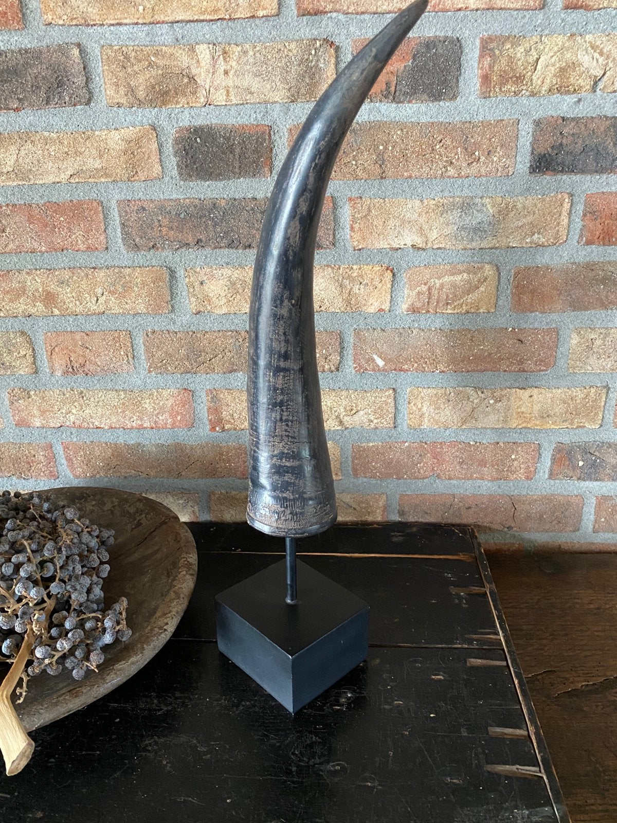Decoratieve  ( koe) hoorn op sokkel, Ophalen of Verzenden