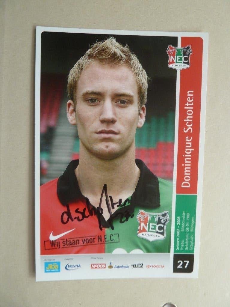 Spelerskaart. Dominique.Scholten.  NEC  2007/2008, Ophalen of Verzenden, Zo goed als nieuw, Overige binnenlandse clubs, Spelerskaart