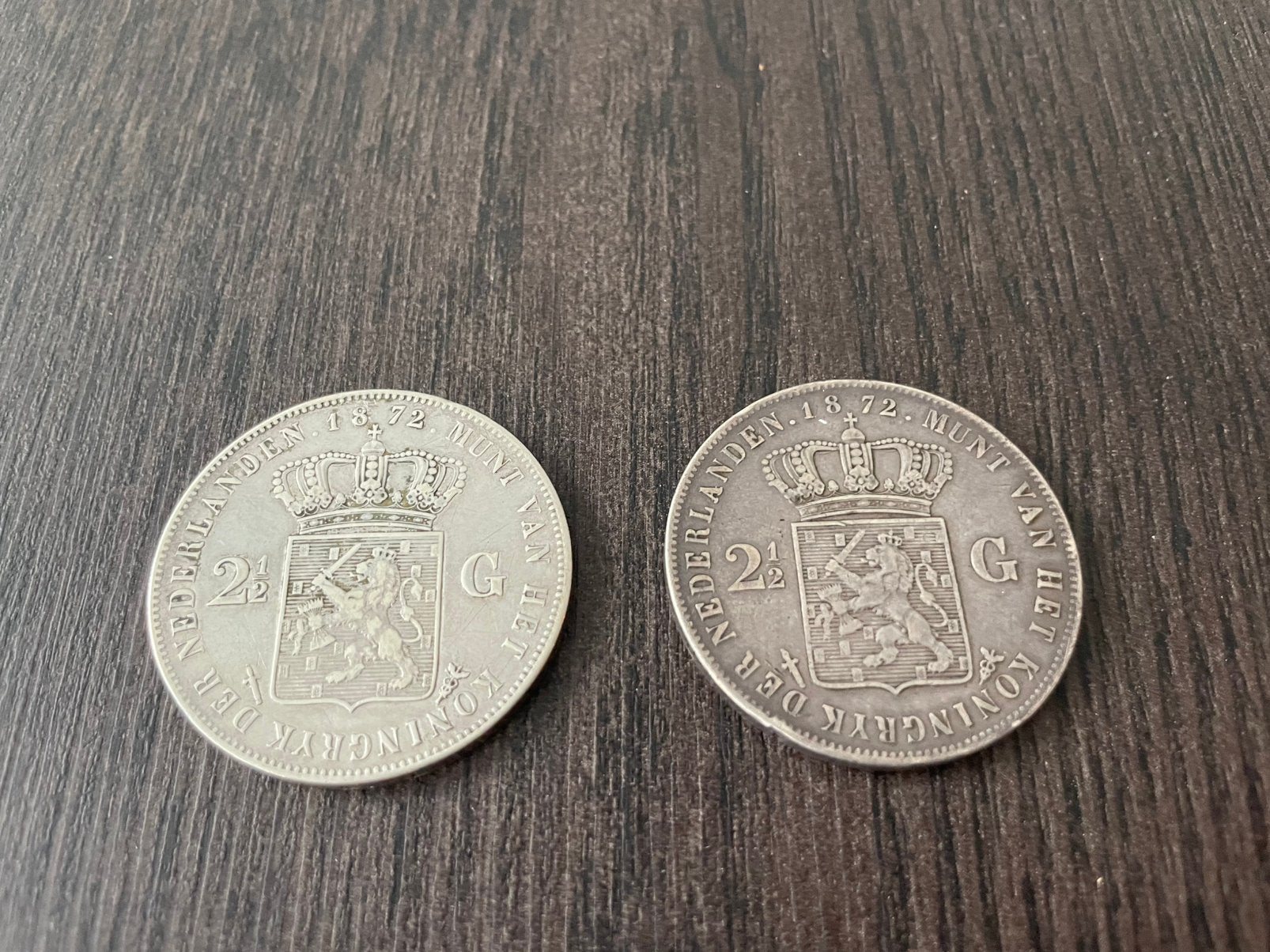 2 x Zilveren Rijksdaalder 1872 zilver gulden munt munten, Postzegels en Munten, Ophalen of Verzenden