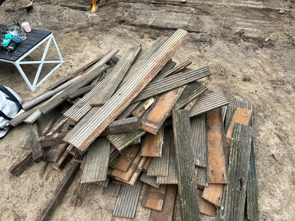 Gebruikte houten vlonderplanken, Tuin en Terras, Terrasdelen en Vlonders, Ophalen, Gebruikt, Hout