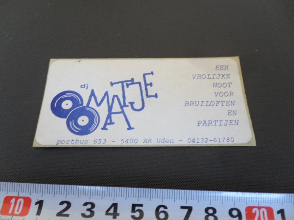 sticker Uden DJ OOMAATJE  voor bruiloften en partijen, Ophalen, Zo goed als nieuw
