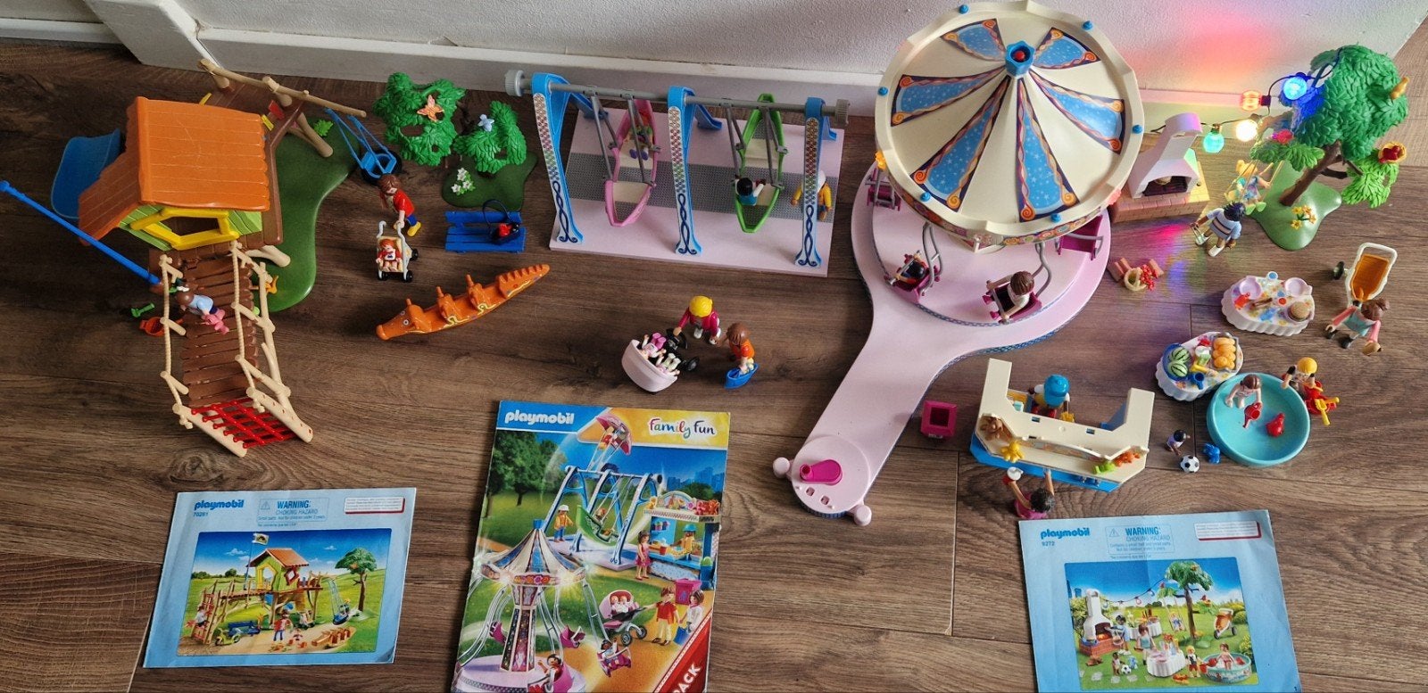 Playmobil pretpark, BBQ en speeltuin, met werkende lichtjes, Ophalen, Gebruikt, Family fun, Complete set