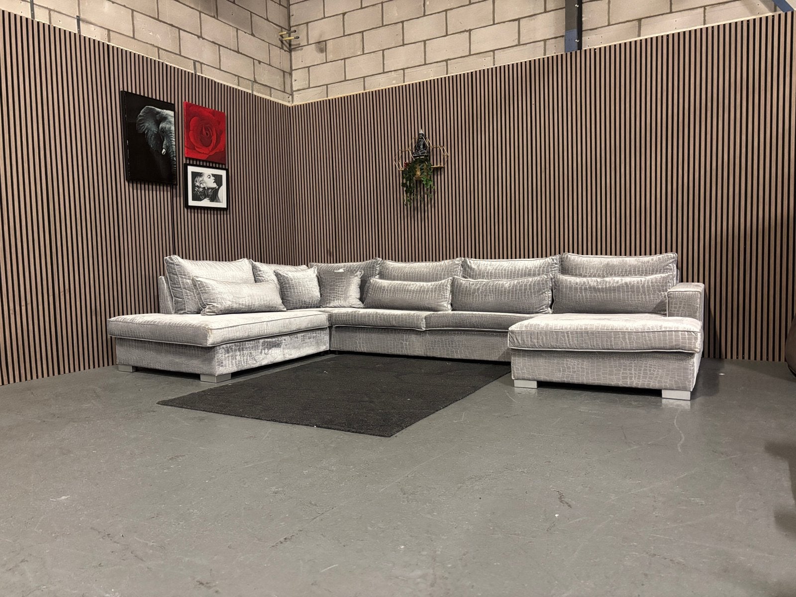 GRATIS LEVERING U-Bank Croco Velvet 405x250x180 GEREINIGD, 300 cm of meer, Ophalen of Verzenden, Zo goed als nieuw, 150 cm of meer