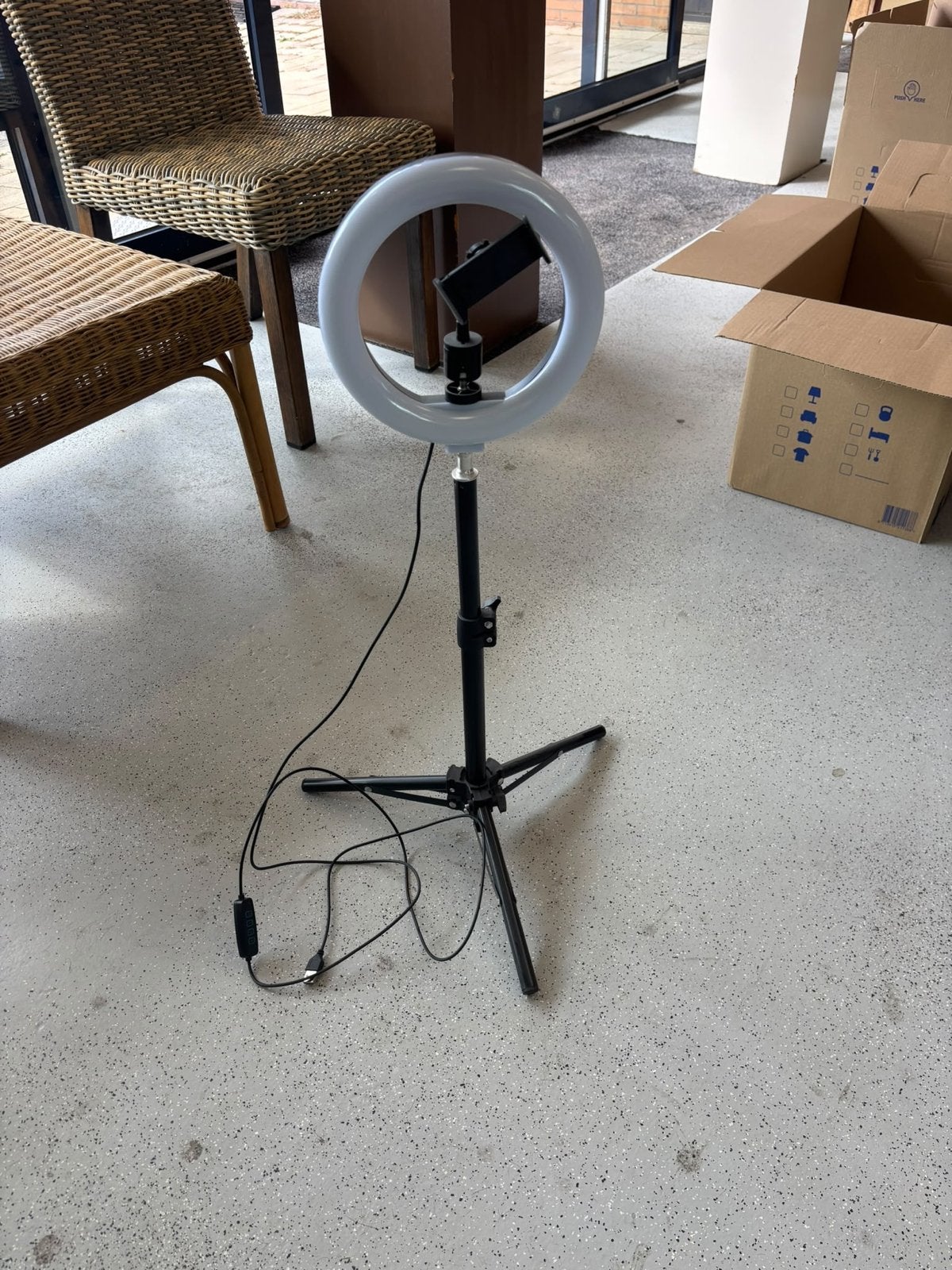 Studio/Vlog Starter Set met Ringlamp en Statief, Ophalen, Dimbaar, Complete fotostudio, Zo goed als nieuw