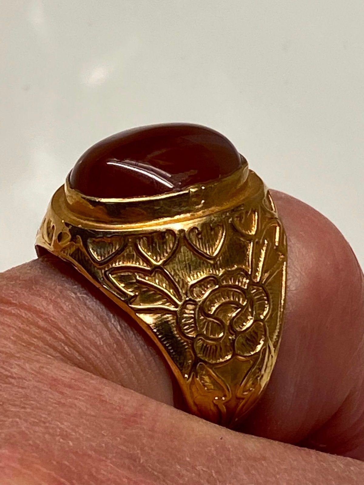 top geel gouden ring carneool 21.3 karaat, Sieraden, Tassen en Uiterlijk, Ophalen of Verzenden, Goud, Ring