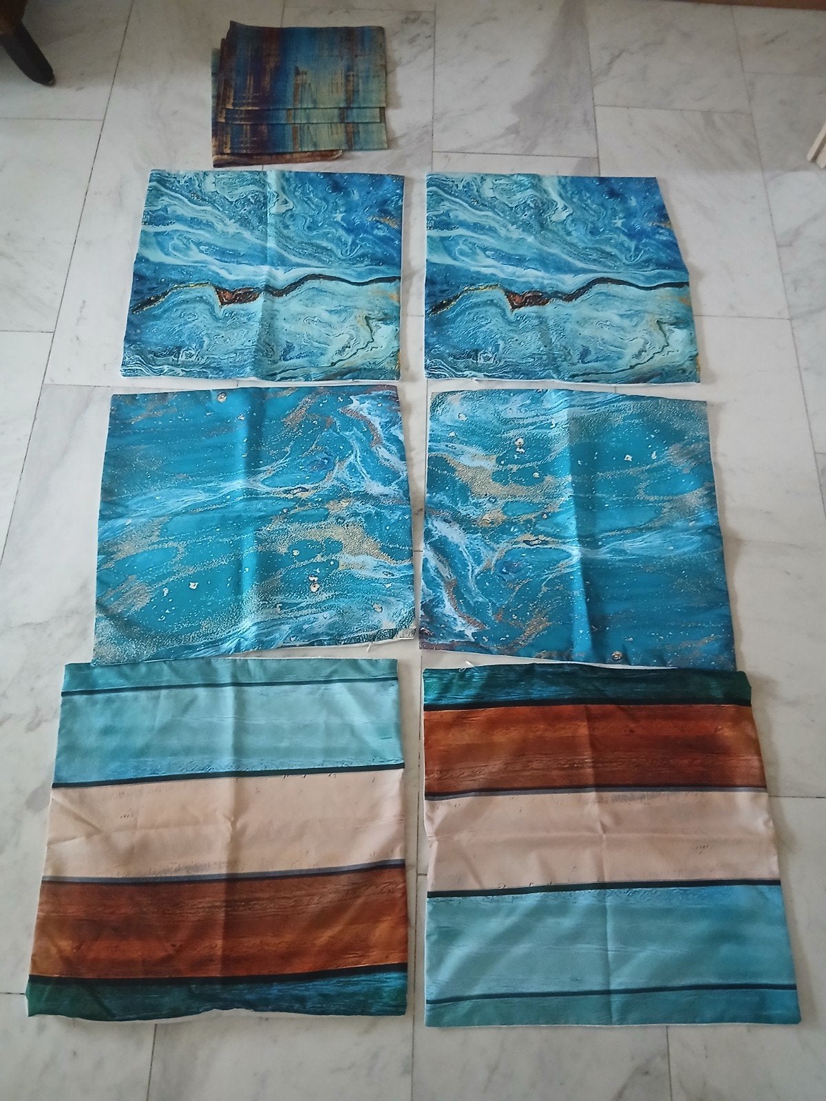 nieuw 6 beachstyle kussenhoezen en 4 placematch..1koop 10€, Ophalen, Nieuw