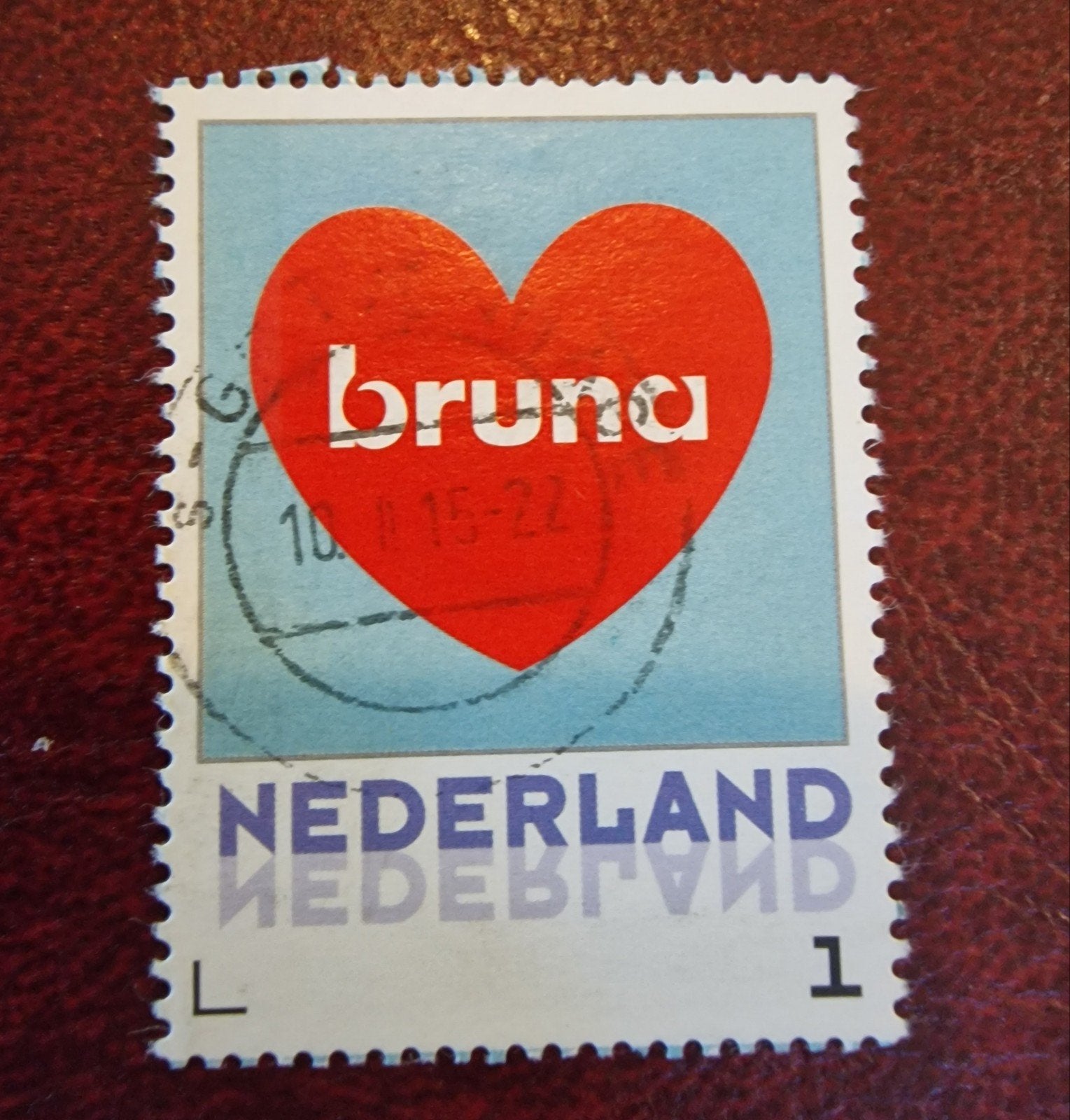 kv900 Bruna postzegel Nederland met hart en stempel, Ophalen of Verzenden, Na 1940, Gestempeld