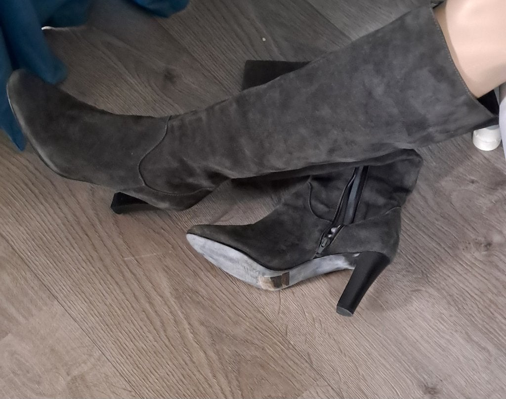 Apart suède laarzen maat 41, Hoge laarzen, Verzenden, Zo goed als nieuw, Grijs