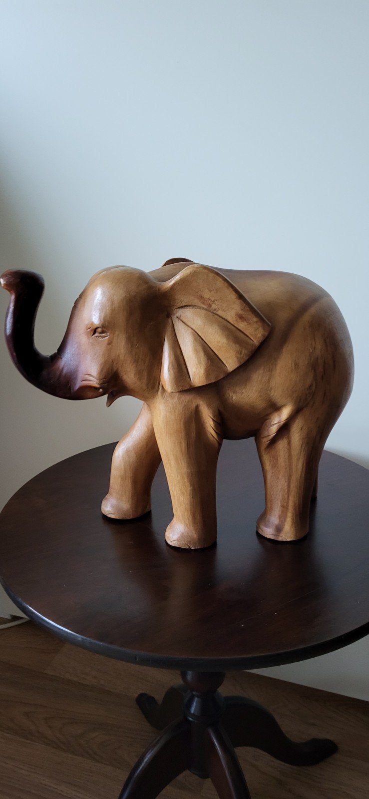 Groot Vintage-Retro houten olifant izgst., Antiek en Kunst, Houtsnijwerk, Ophalen of Verzenden, 20 - 50 cm, Hout