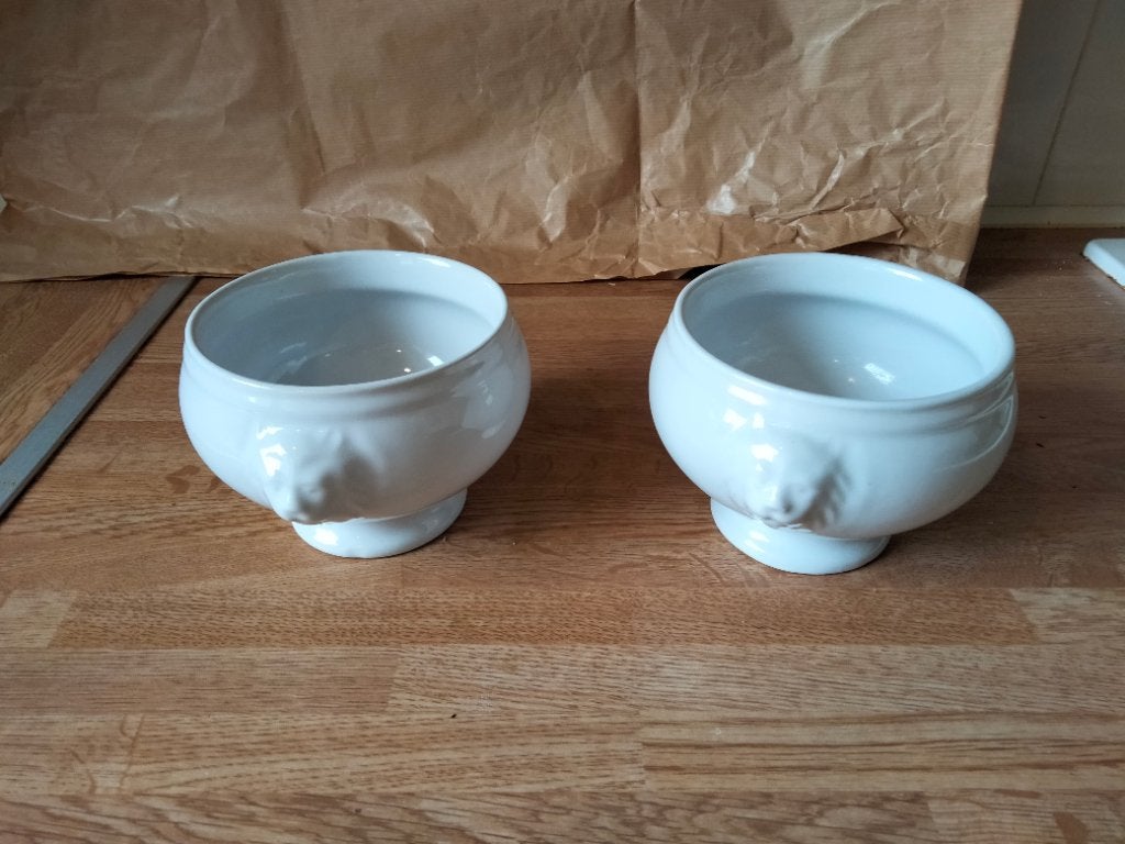 2 Franse soepkommen, Overige typen, Vintage, Ophalen of Verzenden, Zo goed als nieuw