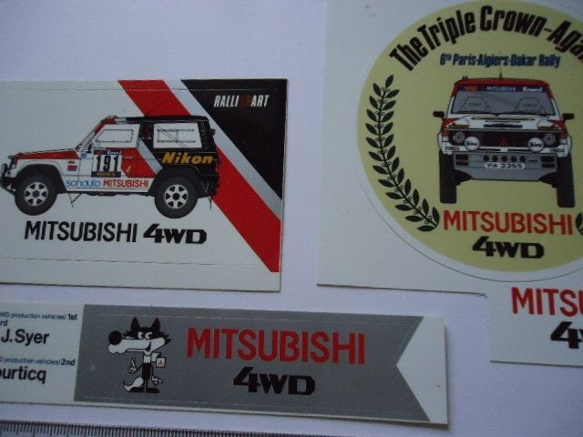 sticker Mitsubishi Paris Dakar rally auto autosport retro, Verzenden, Zo goed als nieuw, Auto of Motor