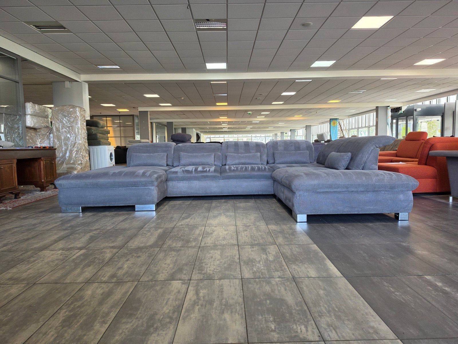 ✅️️️️ GEREINIGD grijze Vito U-bank 205x415x275 | Bezorgen, Info@vito.de, Vito, 125 tot 150 cm, Hoekbank