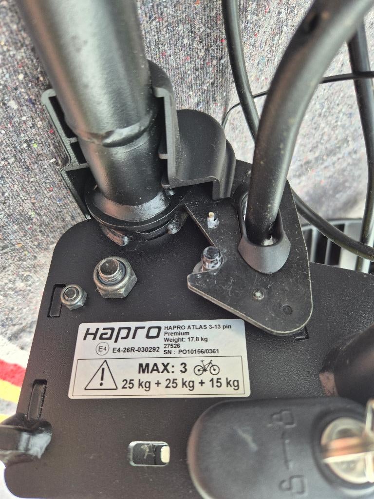 Fietsendrager Hapro Atlas premium 3, Ophalen, 3 fietsen of meer, Elektrische fiets, Zo goed als nieuw