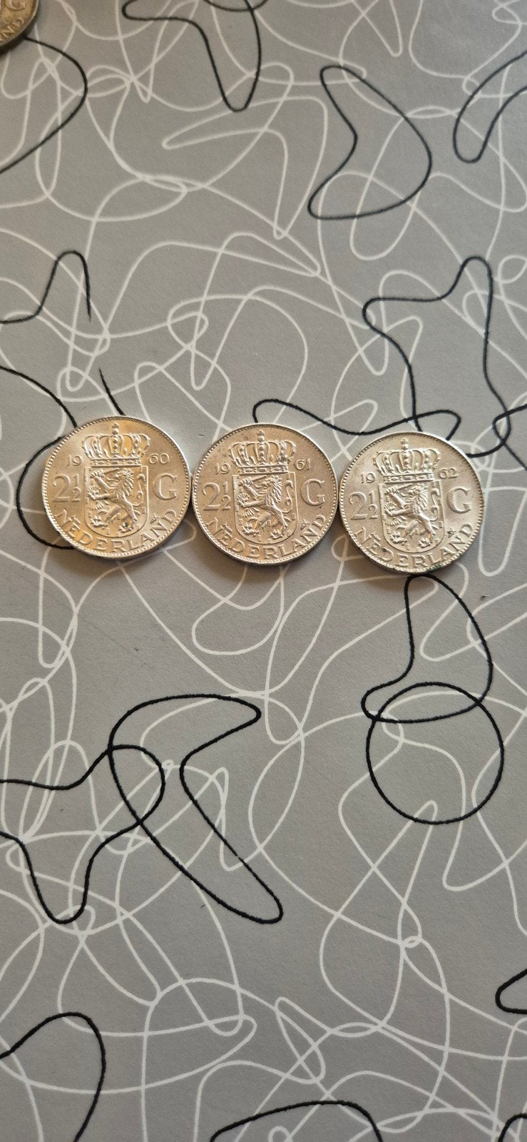 Zilveren Rijksdaalders 1960, 1961, 1962 Juliana, Ophalen of Verzenden, Koningin Juliana, 2½ gulden, Zilver
